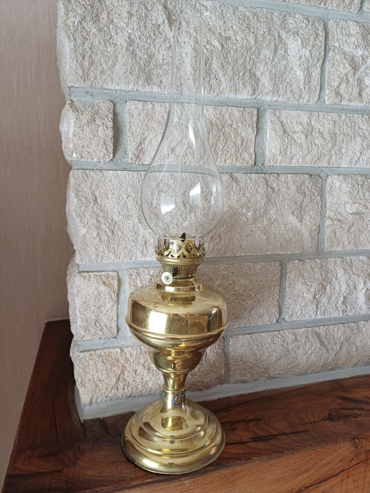Antieke Messing Olielamp "Lampe Belge" - Lempereur & Bernard, Enlèvement