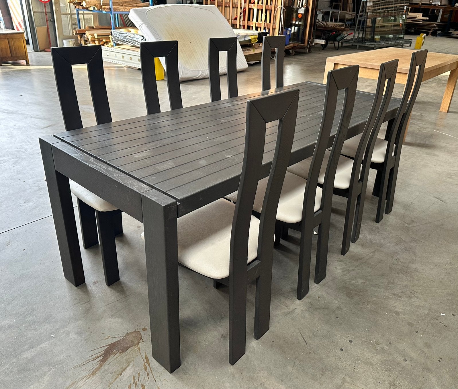 Tafel + stoelen / eetplaats., Huis en Inrichting, Complete eetkamers, Ophalen, Gebruikt, Strak modern, 6 tot 8 stoelen