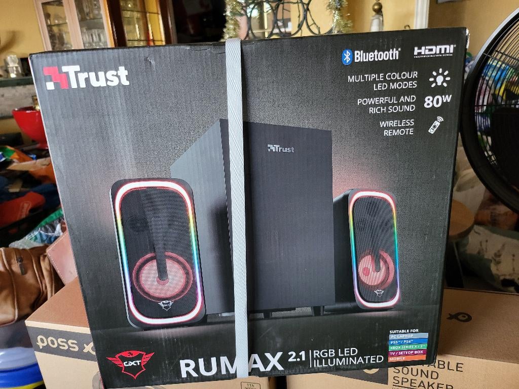 HAUTS PARLEURS 2.1 BLUETOOTH LUMINEUX, TV, Hi-fi & Vidéo, Enlèvement, Neuf, Haut-parleurs, Autres marques