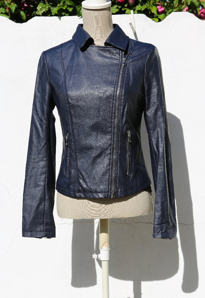 Blauwe PU-leren jas - Liu Jo - Maat 38, Maat 38/40 (M), Blauw, Liu Jo, Ophalen of Verzenden