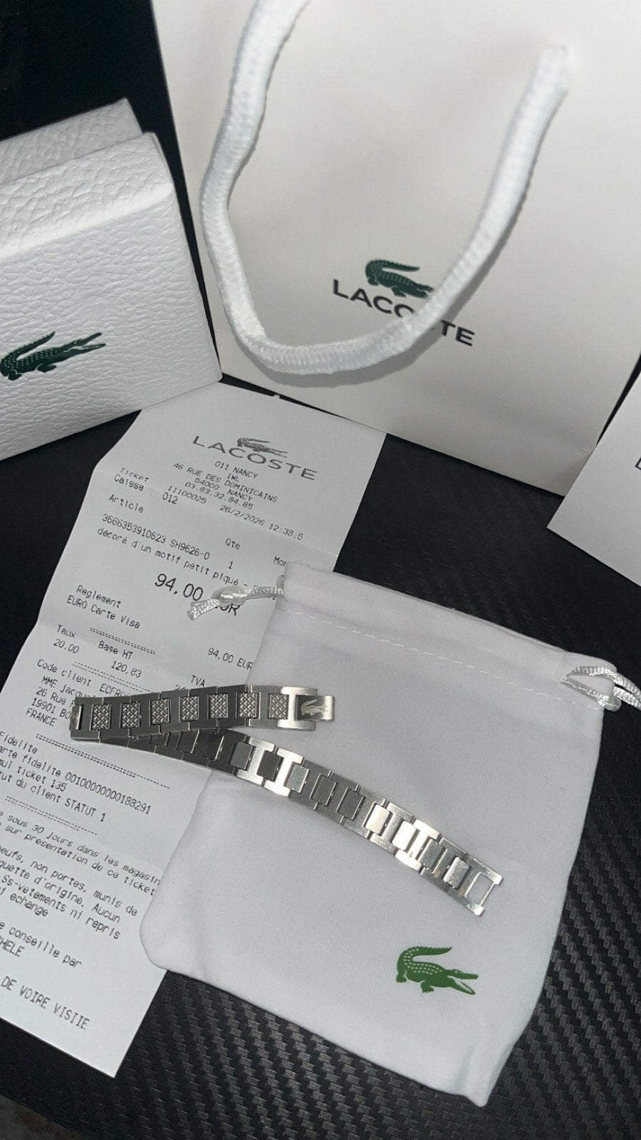Lacoste bracelets, Handtassen en Accessoires, Ophalen of Verzenden, Nieuw, Zilver, Staal