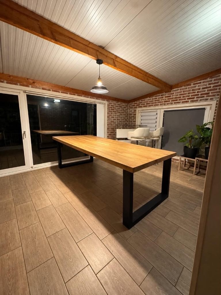 zeer mooie masieve houten tafel 2.40 op 1 m, Huis en Inrichting, Ophalen, 200 cm of meer, 50 tot 100 cm, Zo goed als nieuw