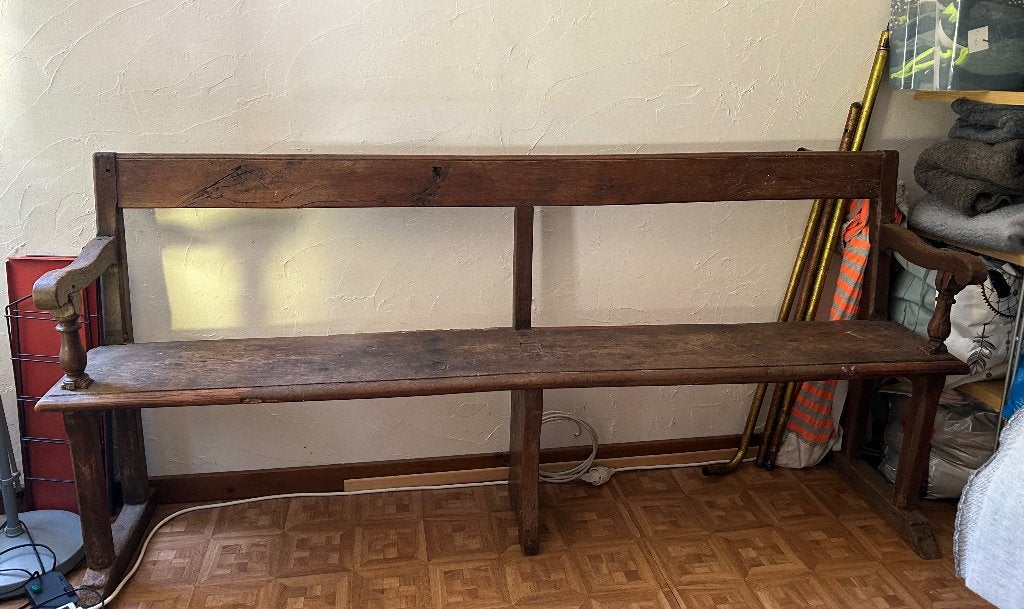 Grand banc ancien en chêne église ou ferme, Antiquités & Art, Enlèvement