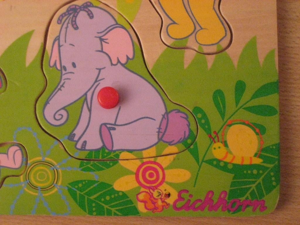Houten puzzel Eichhorn – Dieren in de jungle, 2 tot 4 jaar, Ophalen of Verzenden, Zo goed als nieuw, Van hout
