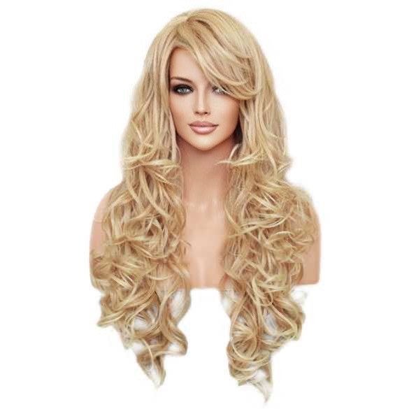 Pruik lang haar met krullen model Boston kleur T27-613, Handtassen en Accessoires, Verzenden, Nieuw