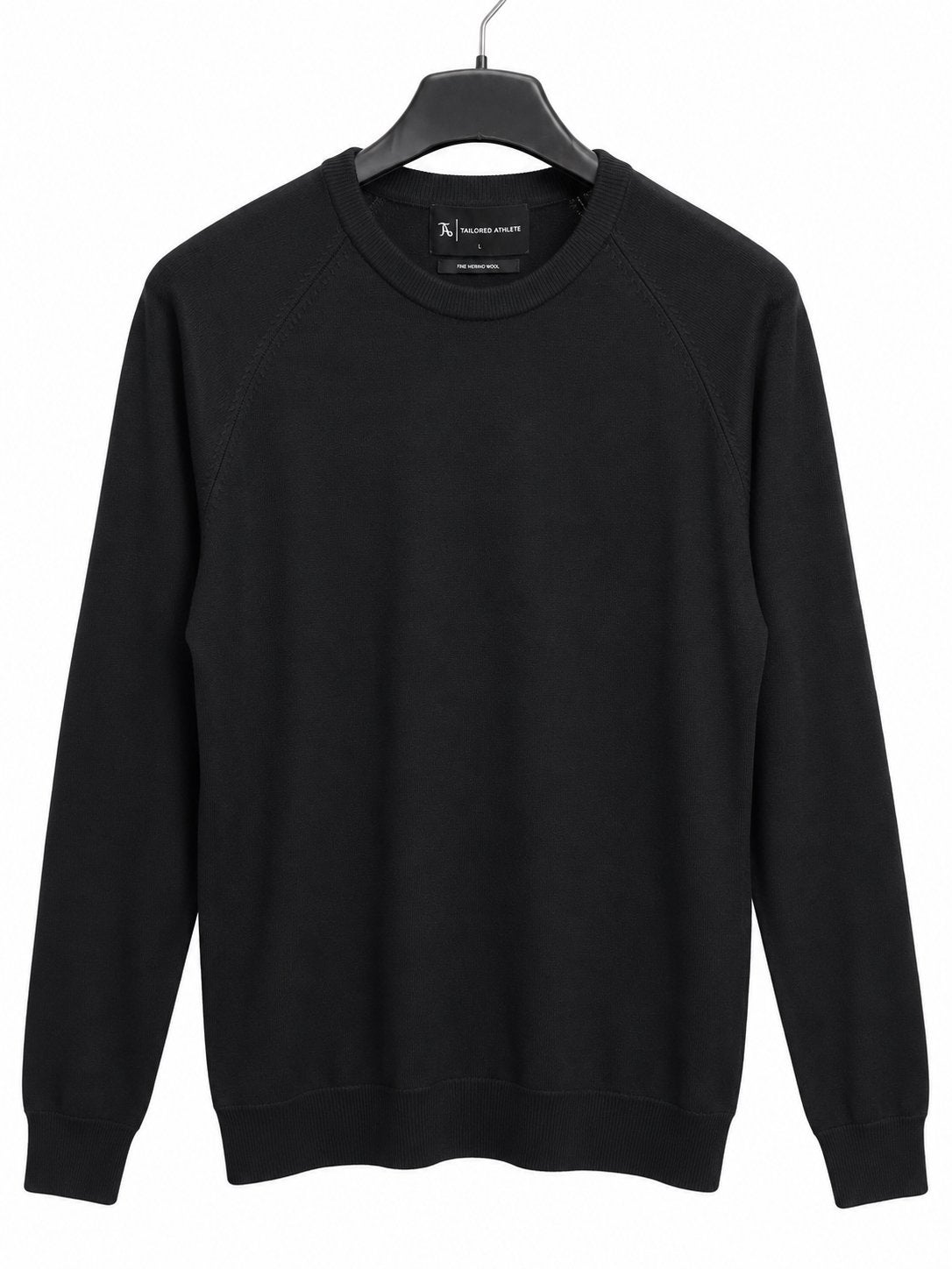 Tailored Athlete – Extra Fine Merino Wool Crew Neck – Noir L, Enlèvement ou Envoi, Neuf, Taille 52/54 (L), Noir