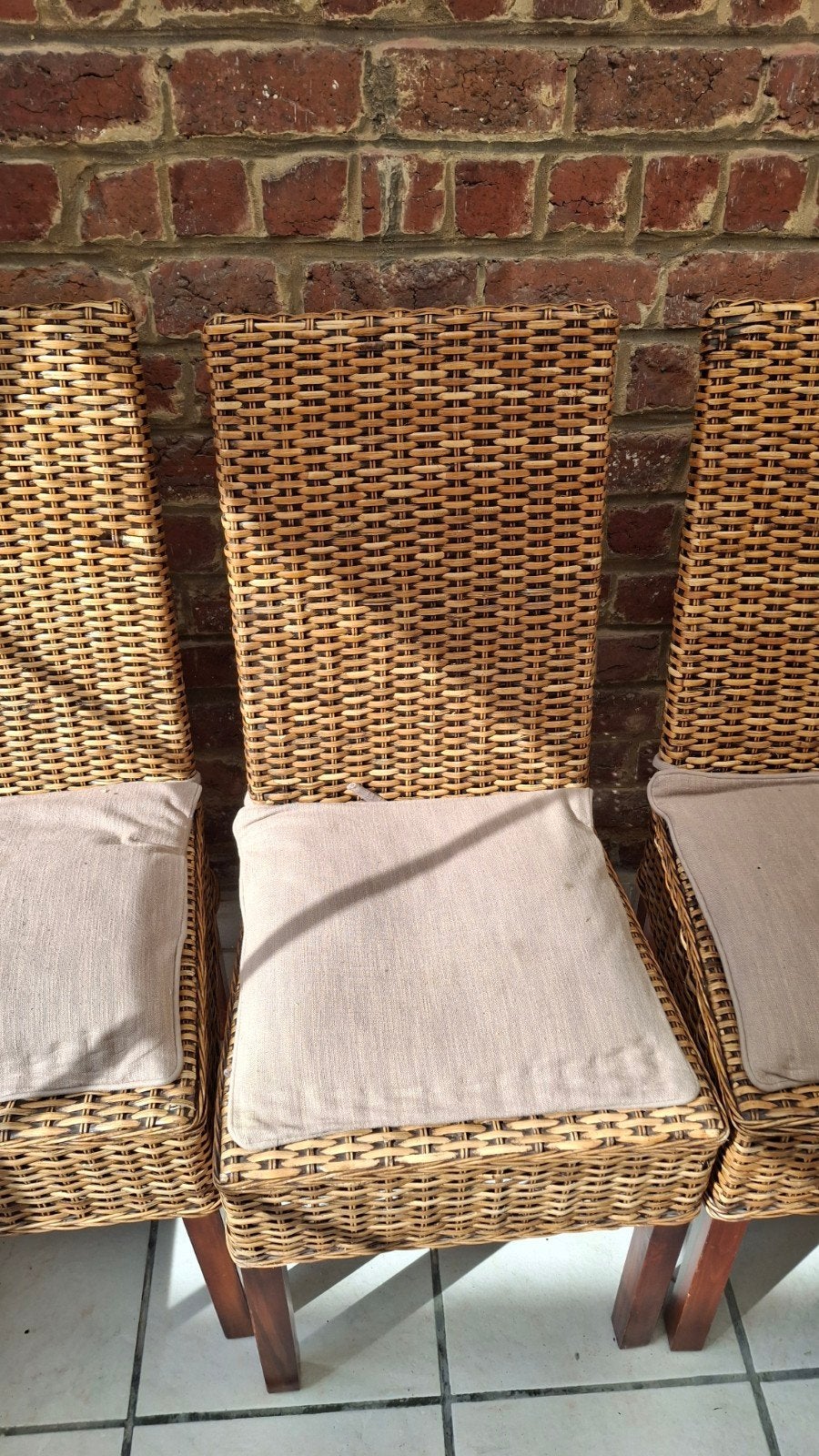 6 rieten stoelen, Huis en Inrichting, Ophalen, Overige materialen, Gebruikt, Bruin