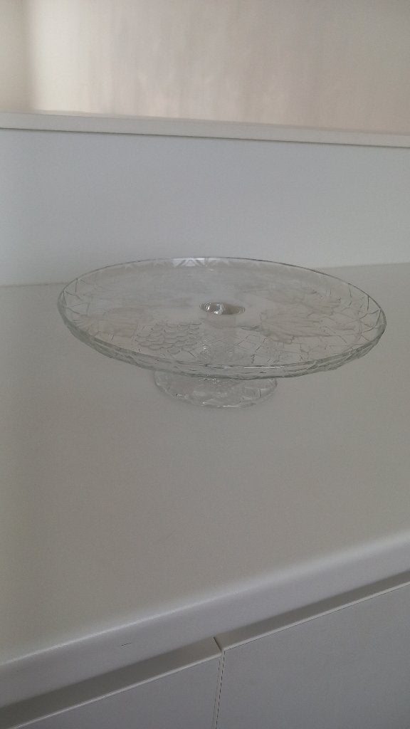 taartschaal  op voet, Ophalen, Vintage, Glas, Schaal of Schalen