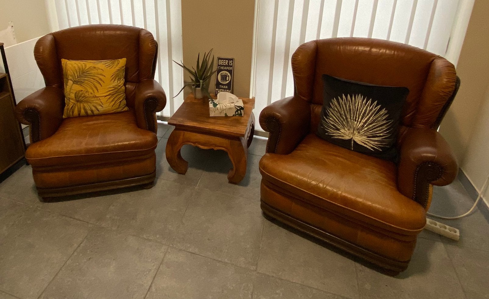 Fauteuils en cuir, Maison & Meubles, Fauteuils, 75 à 100 cm, Cuir vintage, Enlèvement, Utilisé