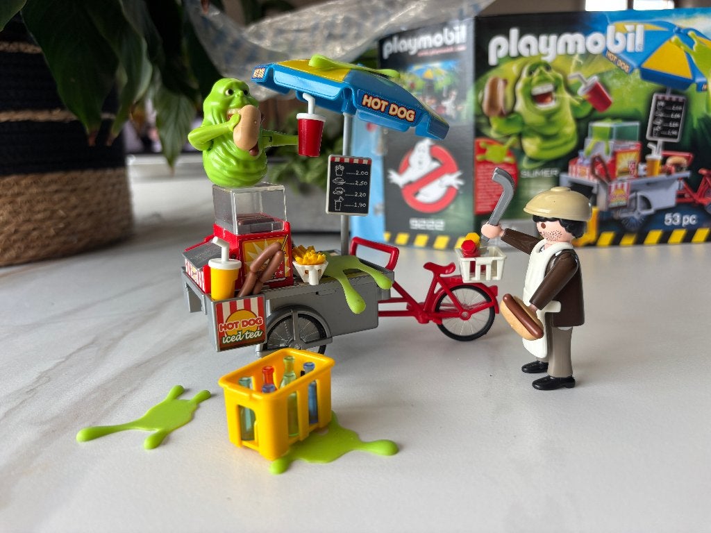 Playmobil 9222 Slimer avec stand de hot-dogs Ghostbusters, Autres séries, Comme neuf, Figurines, Kit complet