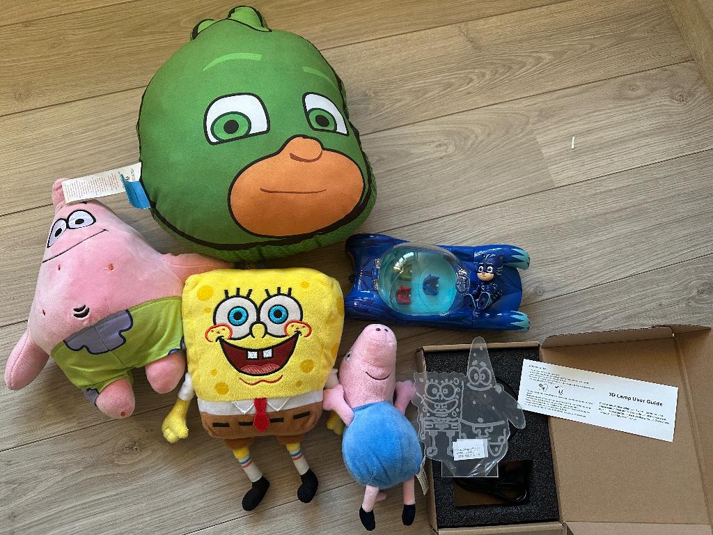 SpongeBob, PJ Masks, Peppa Pig met nieuwe 3d led lamp, Ophalen of Verzenden, Zo goed als nieuw