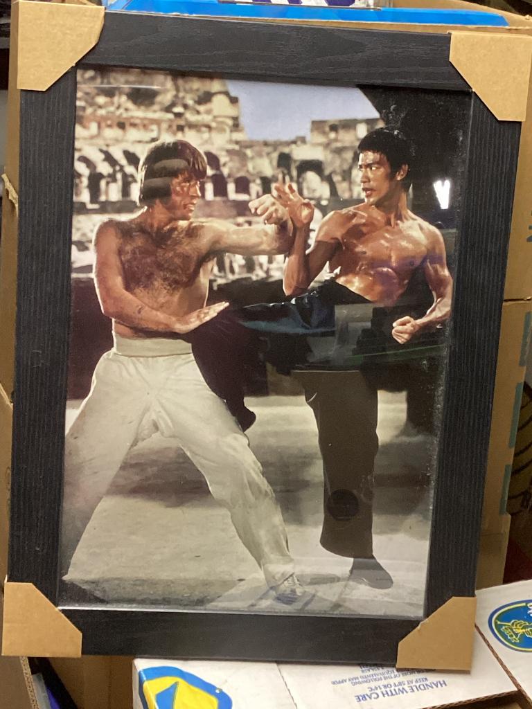 Foto in kader van Bruce Lee en Chuck Norris, Ophalen of Verzenden