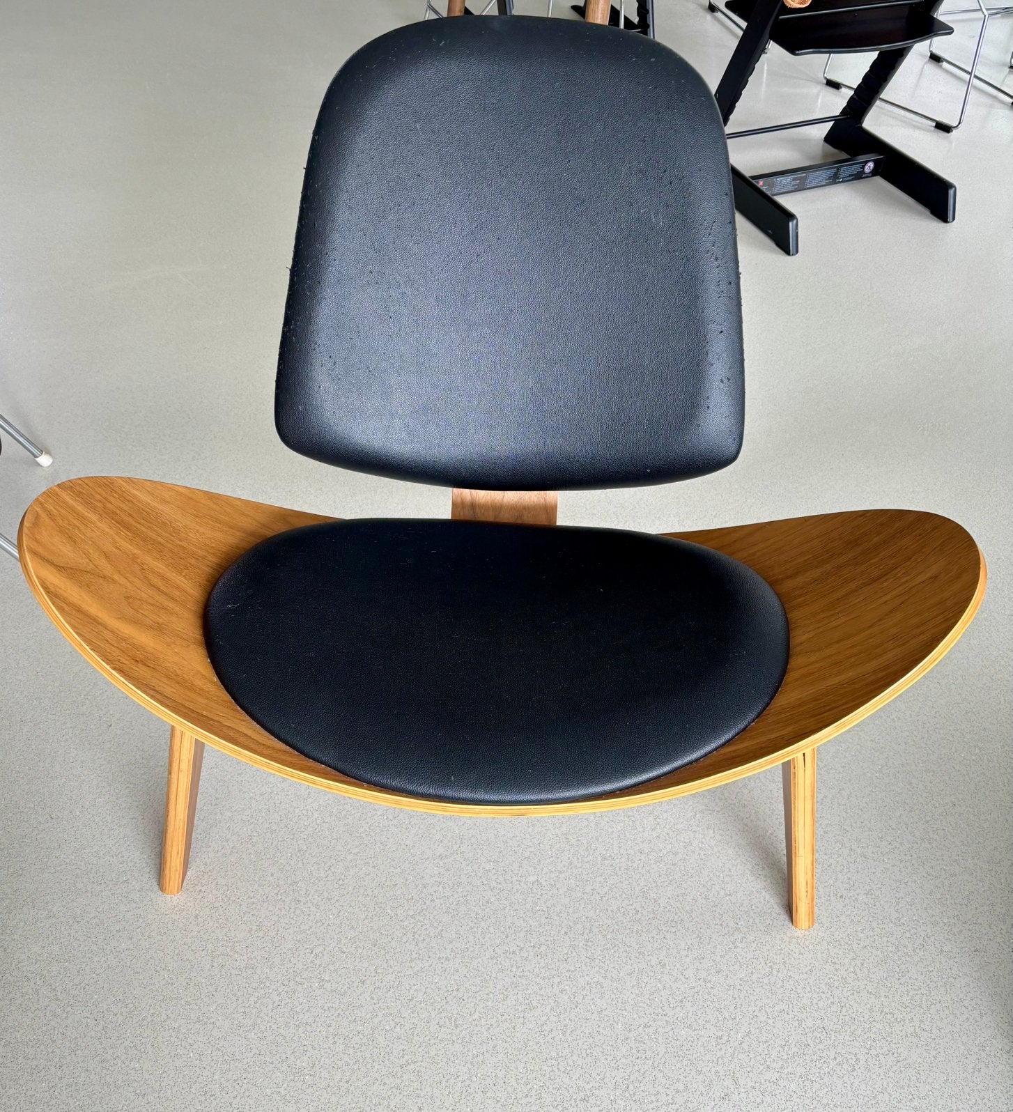 Shell Chair replica (zwart / lederlook), Ophalen, Gebruikt, Zwart, Deens design