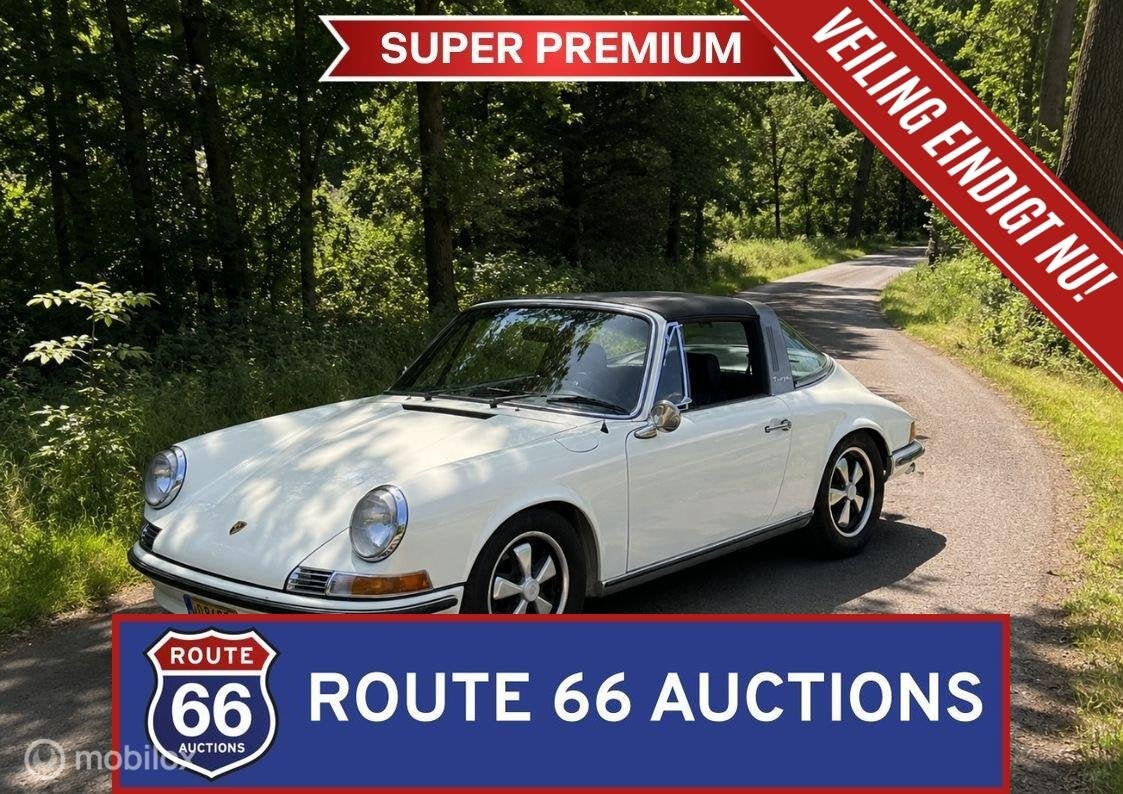 Porsche 911 T Targa | 1970 | Route 66 Auctions, Auto's, Zwart, Bedrijf, Overige carrosserie, Porsche