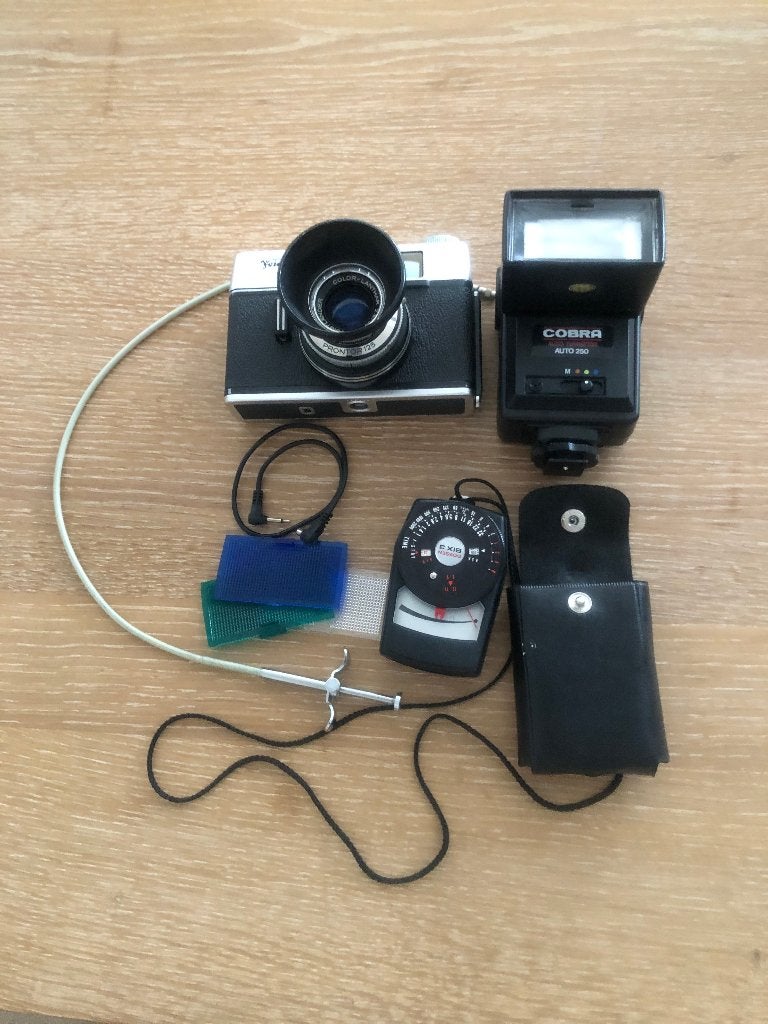 Fotocamera analoog VOIGTLANDER + Flitser + Lichtmeter, Audio, Tv en Foto, Ophalen, Gebruikt, Compact, Overige Merken