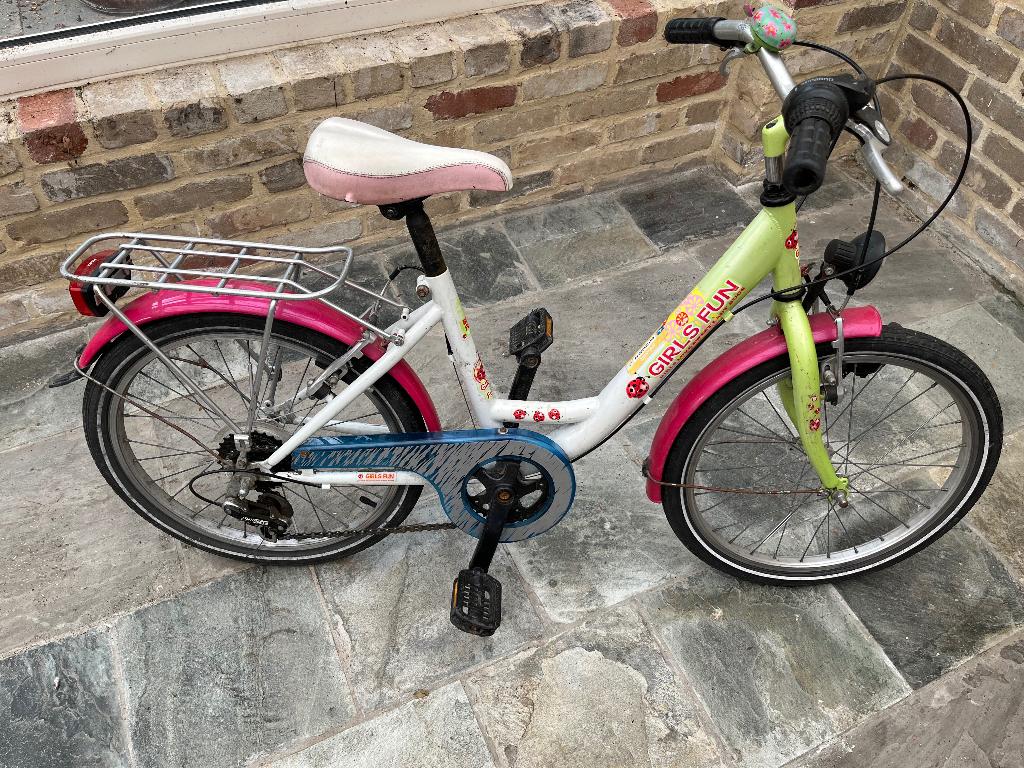Vélo 14 pouces pour filles (3-5 ans), Frein sur jante, Enlèvement ou Envoi, 16 à 20 pouces, Girls fun