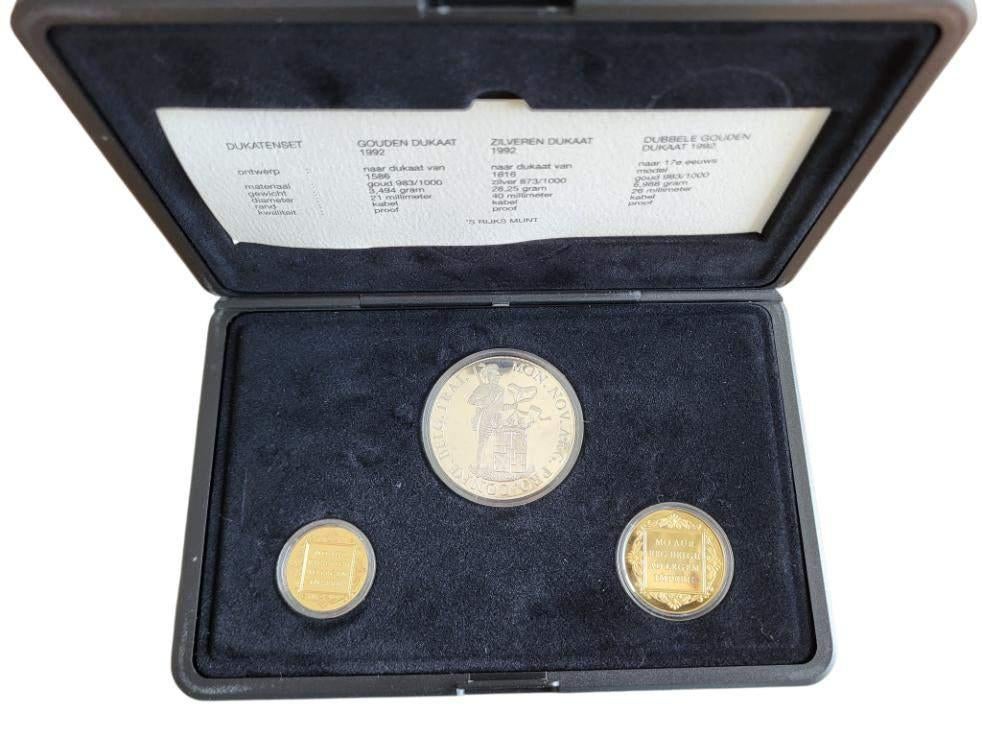 Nederland combinatieset gouden en zilveren dukaat 1992, Ophalen of Verzenden, Goud