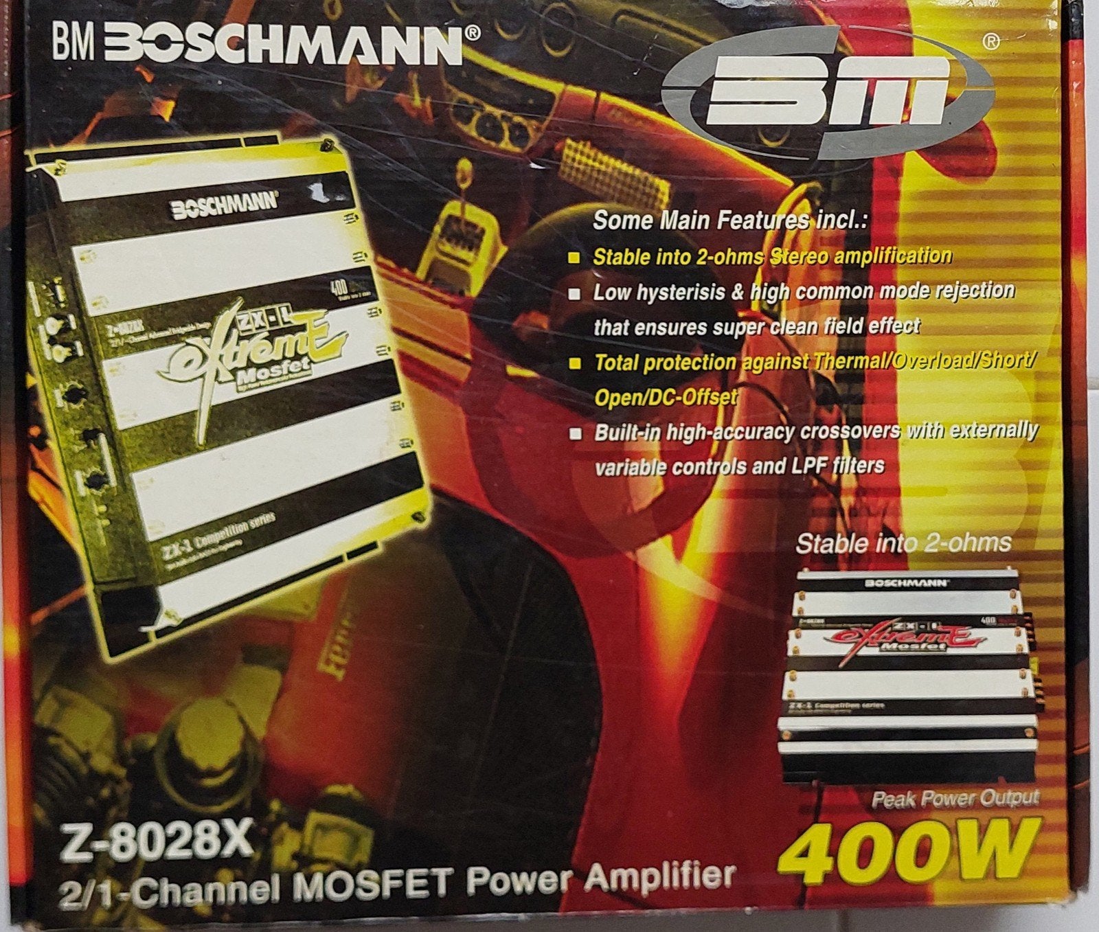 Boschmann Z-8028X 2-kanaals auto MOSFET-versterker  Nieuw, Ophalen