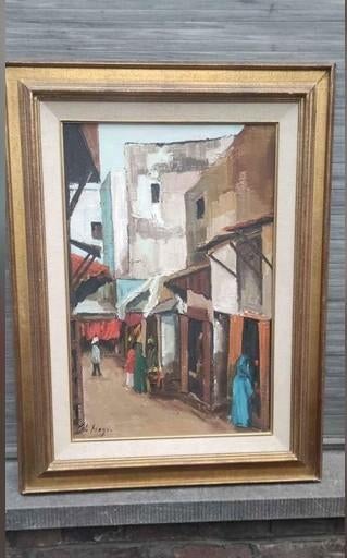 huile sur toile Marrakech signe pol magis, Antiquités & Art, Enlèvement ou Envoi