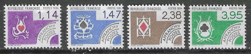 Frankrijk 1983 - Yvert 182PRE-185PRE - Speelkaarten (PF), Verzenden, Postfris