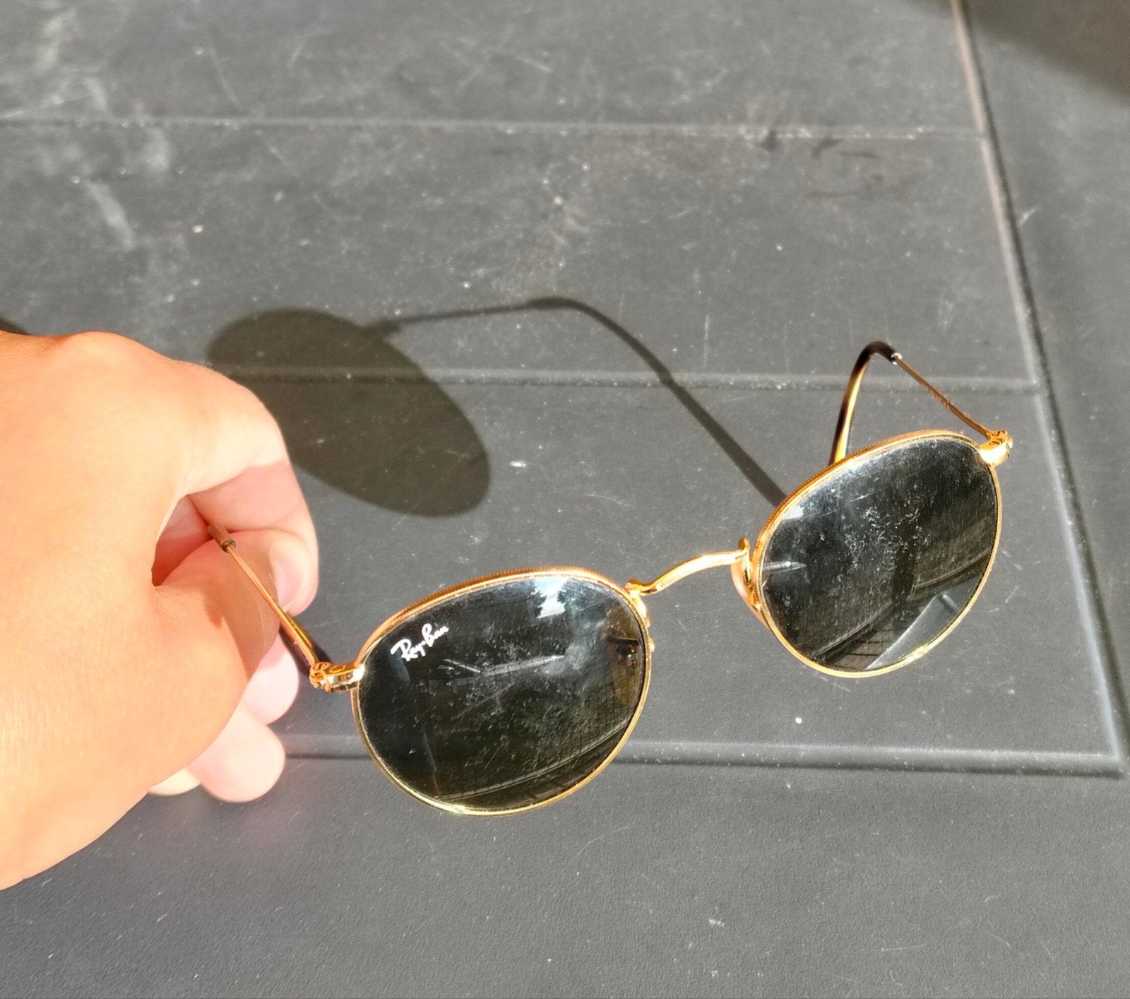 goudkleurige Ray-Ban kinderbril, Handtassen en Accessoires, Zonnebrillen en Brillen | Heren, Ophalen, Gebruikt, Zonnebril, Overige kleuren