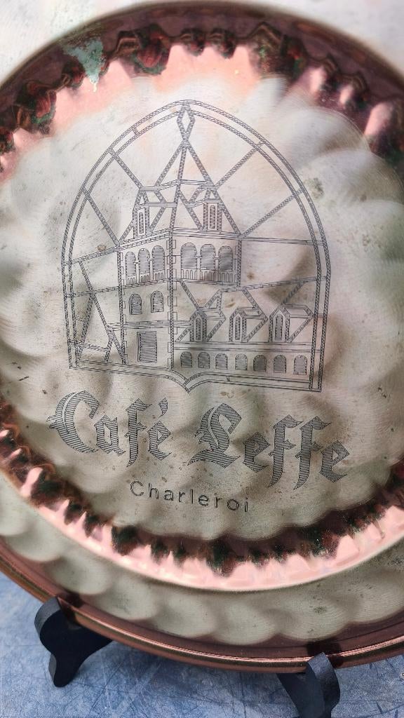 Assiette en cuivre Café Leffe Charleroi, Enlèvement, Utilisé