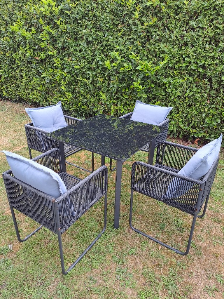 Zwart tuinstel te koop, Tuin en Terras, Ophalen, Gebruikt, Vierkant, Metaal