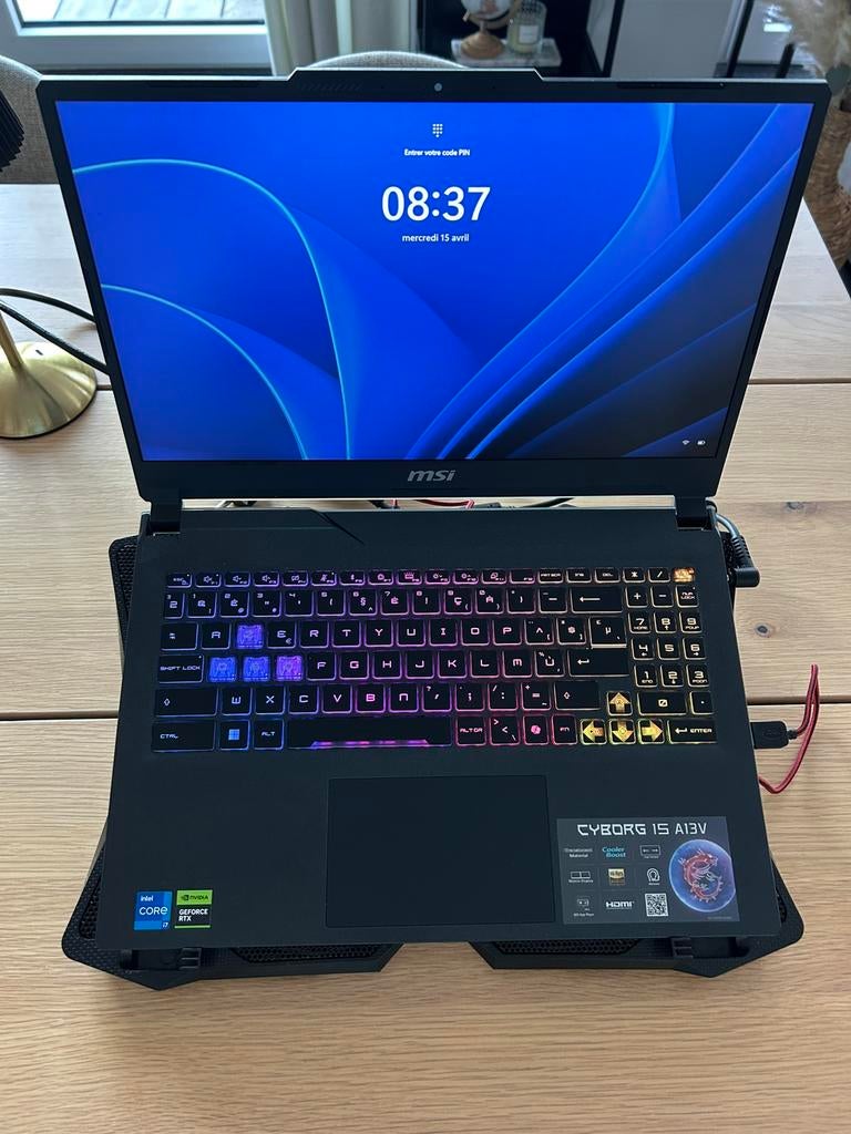 Pc portable gamer msi cyborg 15 32gb 5600ddr5 ram 4060 8g i7, Enlèvement, Comme neuf