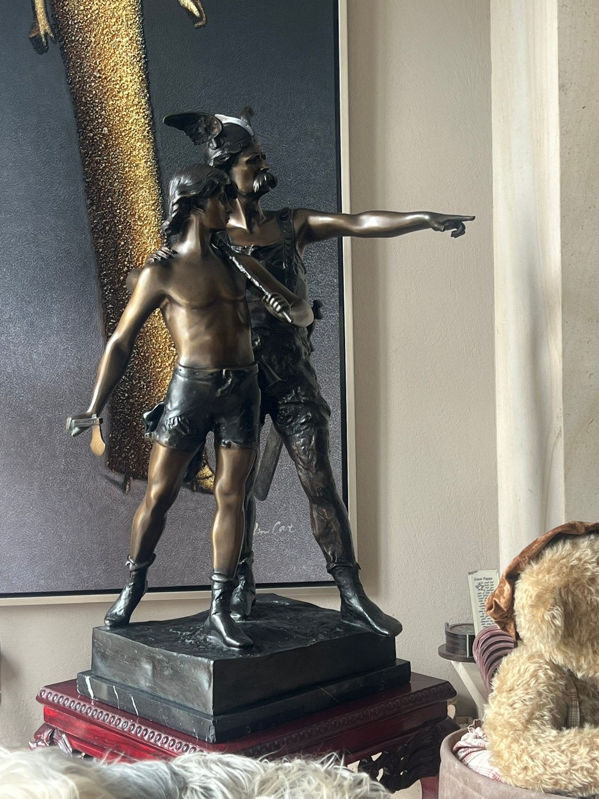 Grote bronzen  Ambiorix en zoon getekend, Enlèvement