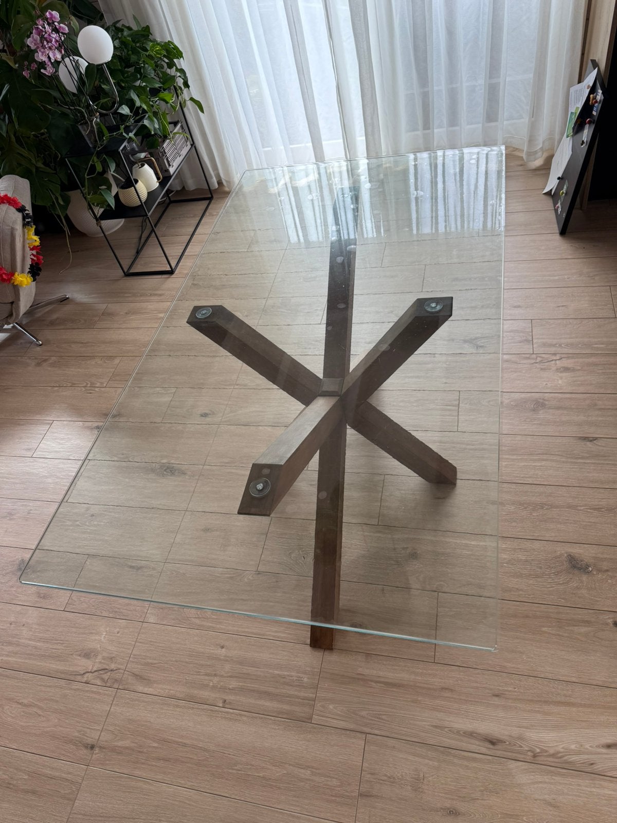 Glazen tafel 160 x 90, Huis en Inrichting, Tafels | Eettafels, Ophalen, Glas, 50 tot 100 cm, Zo goed als nieuw