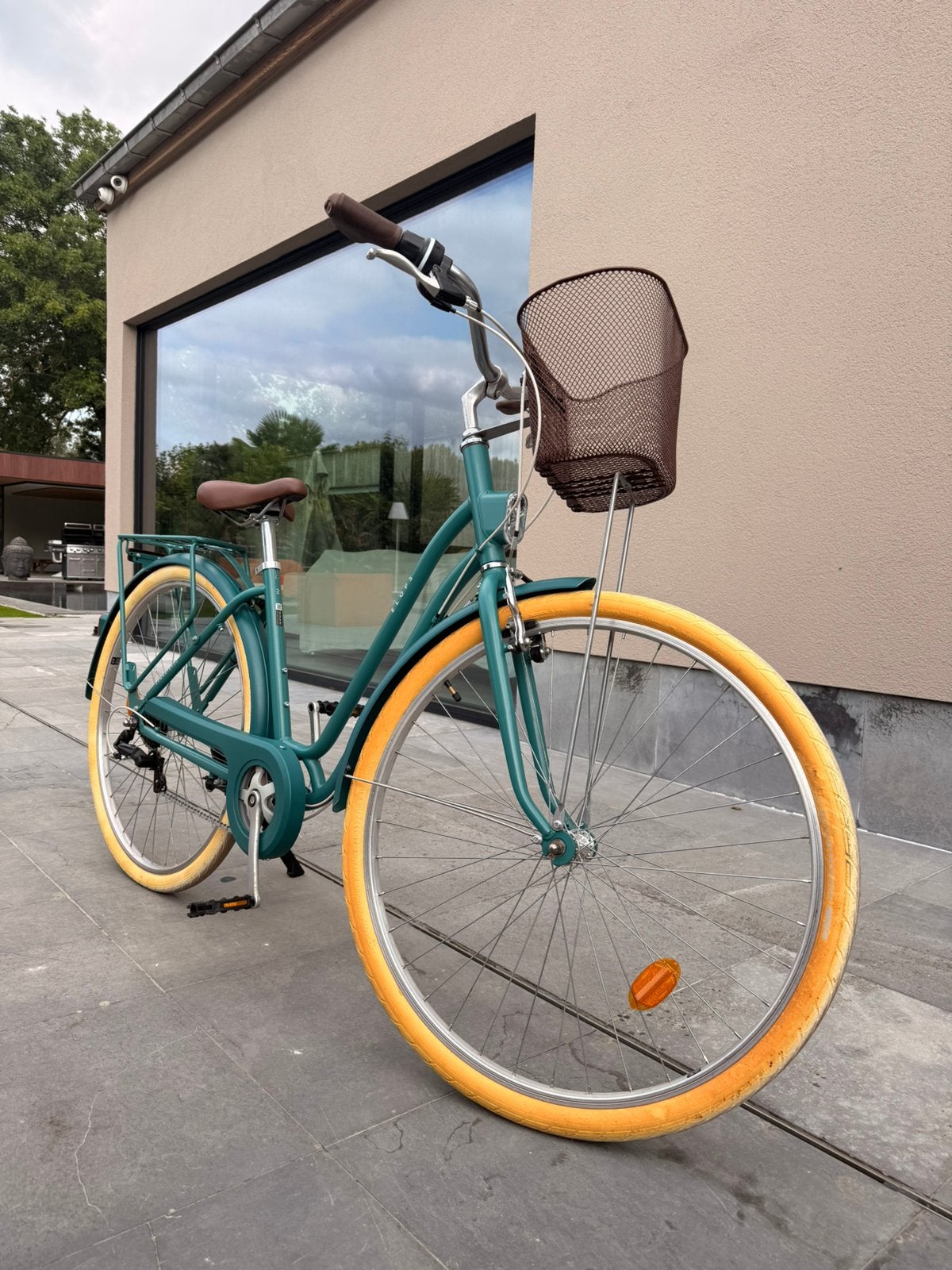 ELOPS stadsfiets laag frame petrolgroen, Gebruikt, Velgrem, Versnellingen, 50 tot 53 cm