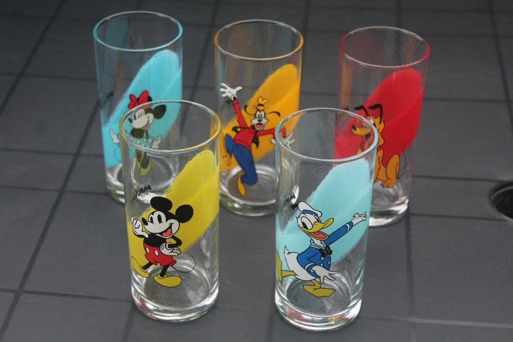 5 Disney glazen, Verzamelen, Ophalen, Donald Duck