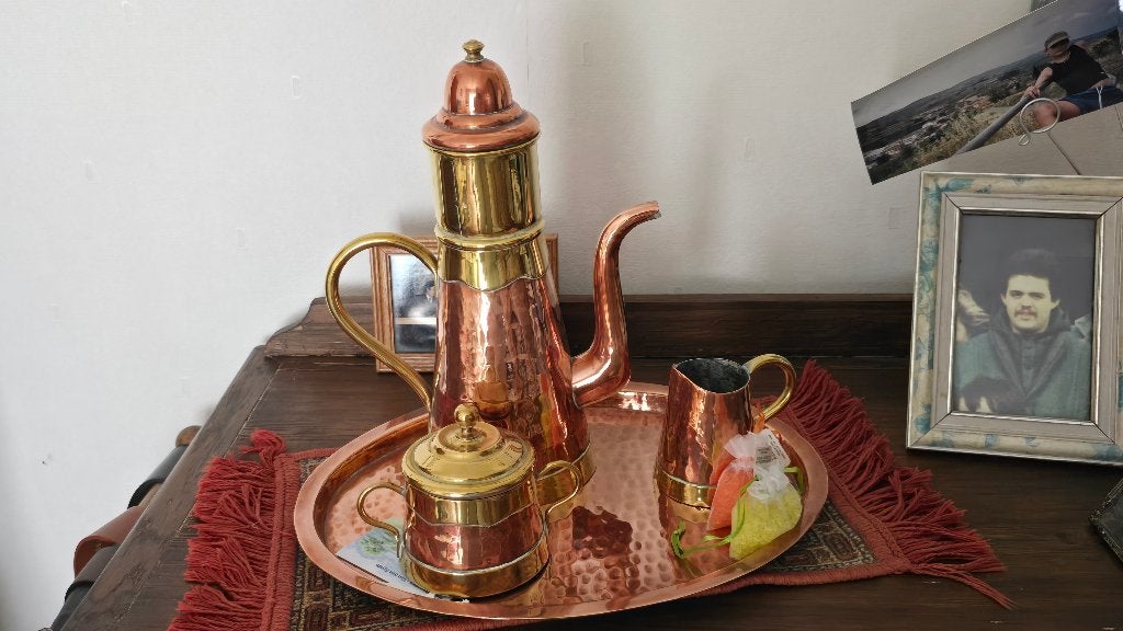 koperen koffieset, Antiek en Kunst, Ophalen of Verzenden, Koper