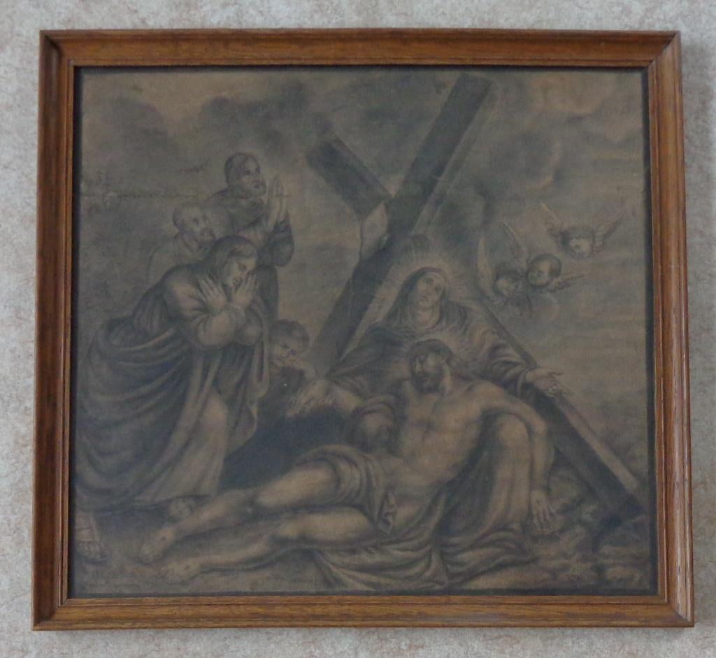 ACADEMIE DE LOUVAIN / BEWENING CHRISTUS / ORIGINEEL 46x49cm, Ophalen of Verzenden