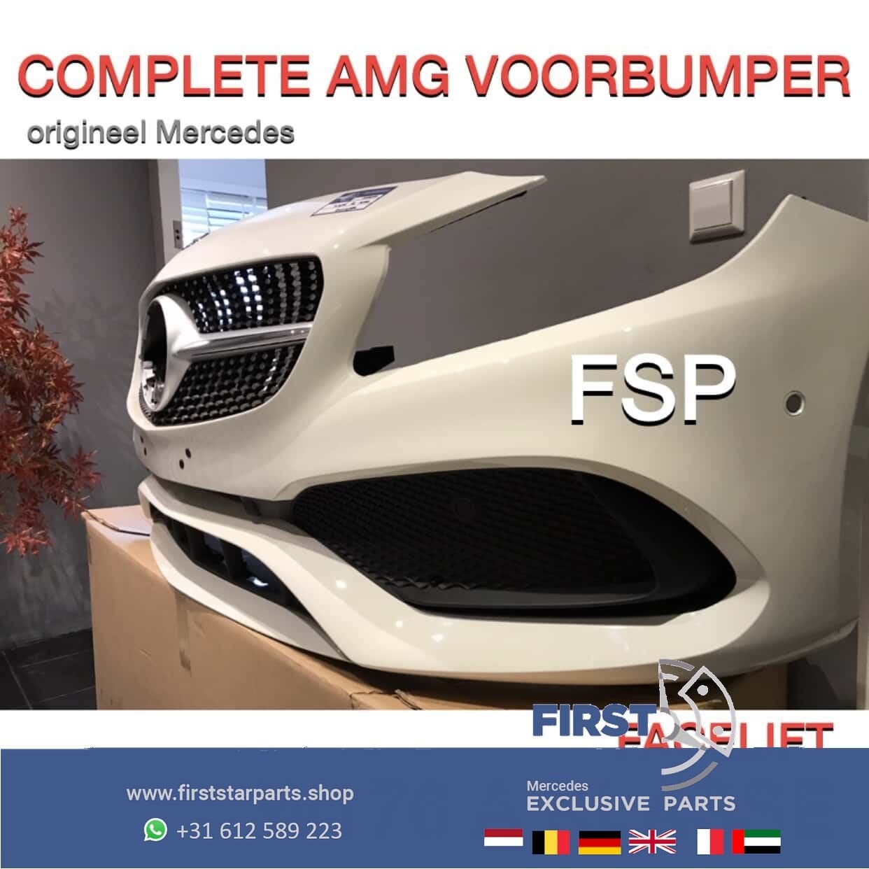 W176 A KLASSE 2018 FACELIFT VOORBUMPER WIT COMPLEET + DIAMON, Gebruikt, -, Voor, Ophalen of Verzenden