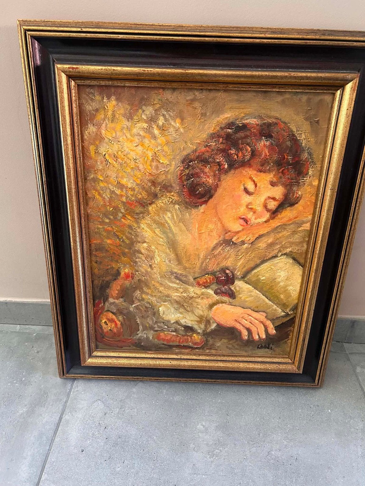 tableau enfant, Portrait ou Personnes, Peinture à l'huile, Signé, Enlèvement
