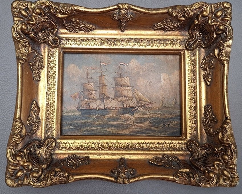 Klassiek schilderij Nederlandse scheepvaart, Ophalen of Verzenden, Olieverf, Klassiek, Gesigneerd