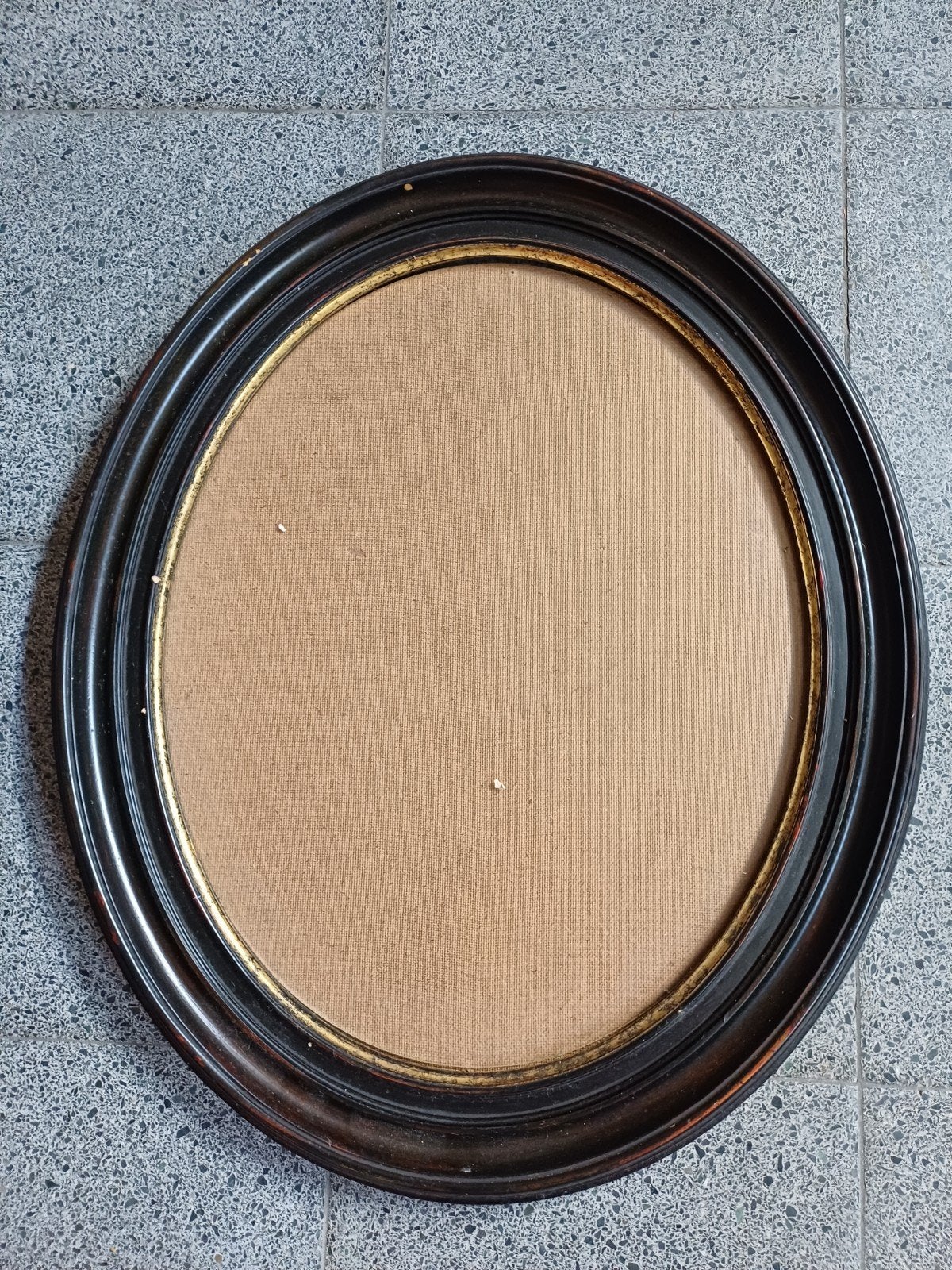 Ancien cadre lourd ovale avec verre., Enlèvement, Verre, Avec verre