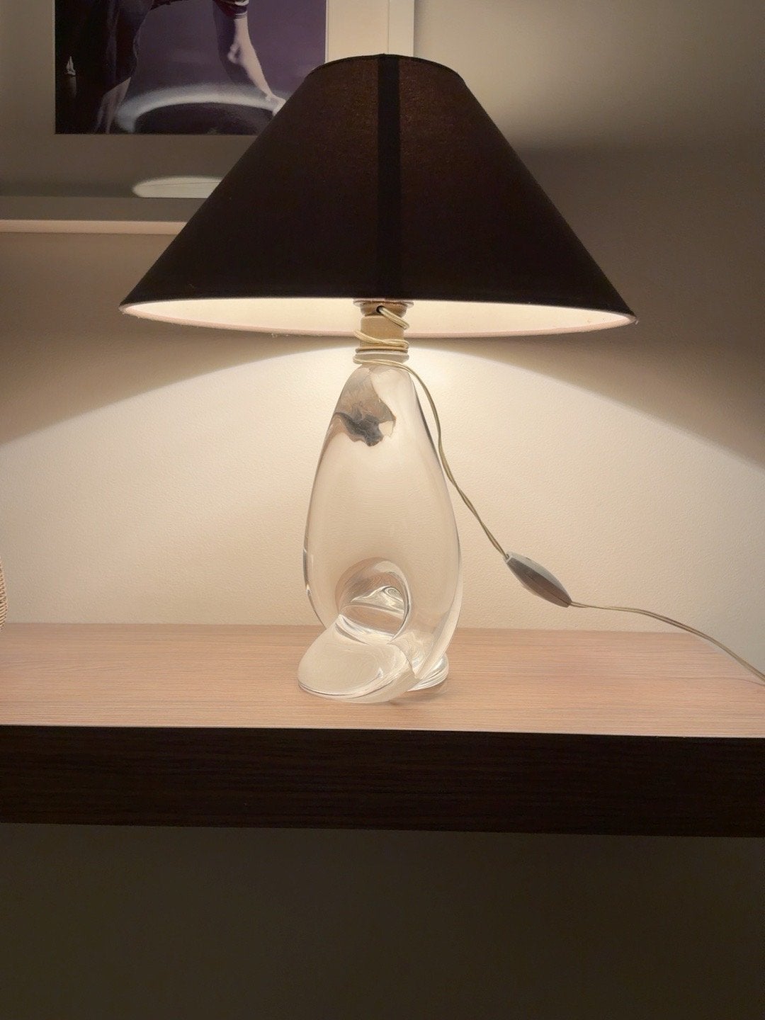 Lampe de table Val Saint Lambert – Cristal transparent, Maison & Meubles, Lampe d'ambiance, Utilisé, 18 cm, Design