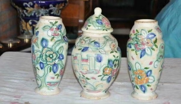 § potiche et les deux vases art deco wasmuel, Antiquités & Art, Enlèvement ou Envoi