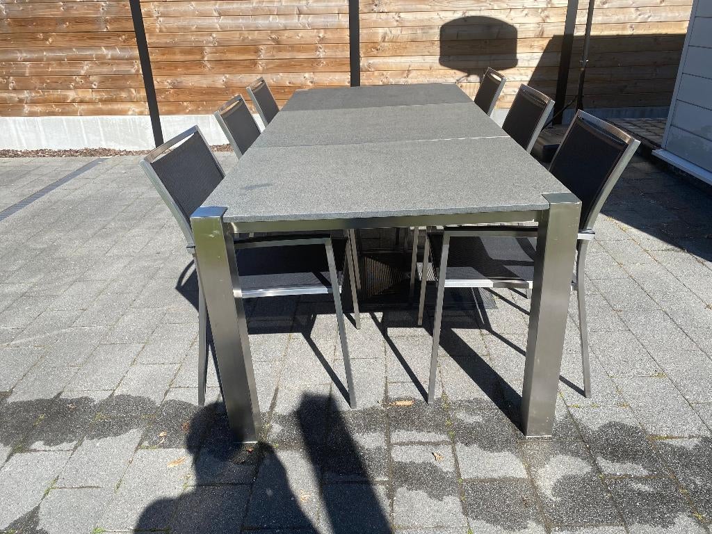 Tuintafel met stoelen Jati & Kebon (RVS), Ophalen, Gebruikt, Rechthoekig, Rvs
