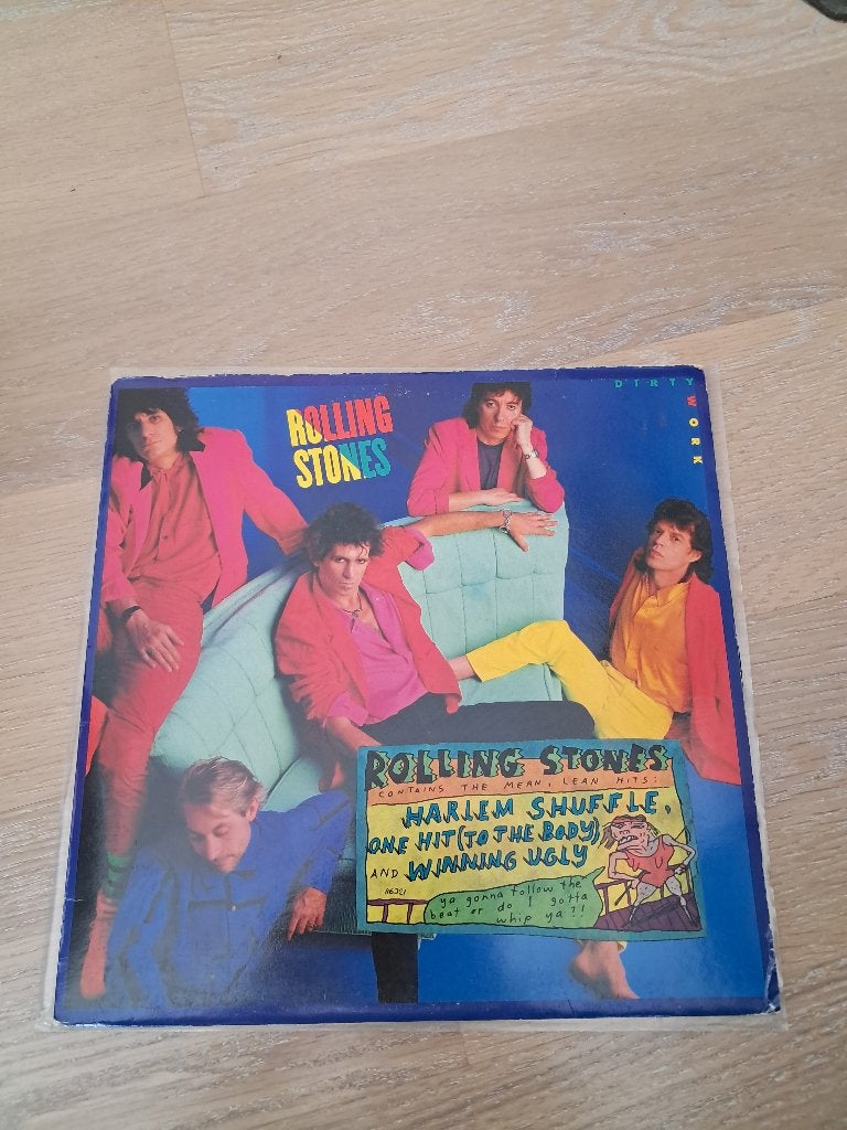 LP Rolling Stones 1986"Dirty  Work", Beschermende buitenhoes, Ophalen of Verzenden, Gebruikt, 12 inch