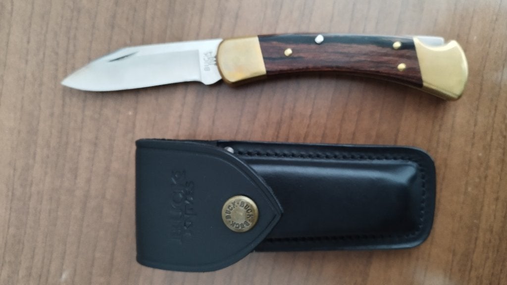 Couteau Buck 110 pointe casser, Caravanes & Camping, Enlèvement ou Envoi, Utilisé