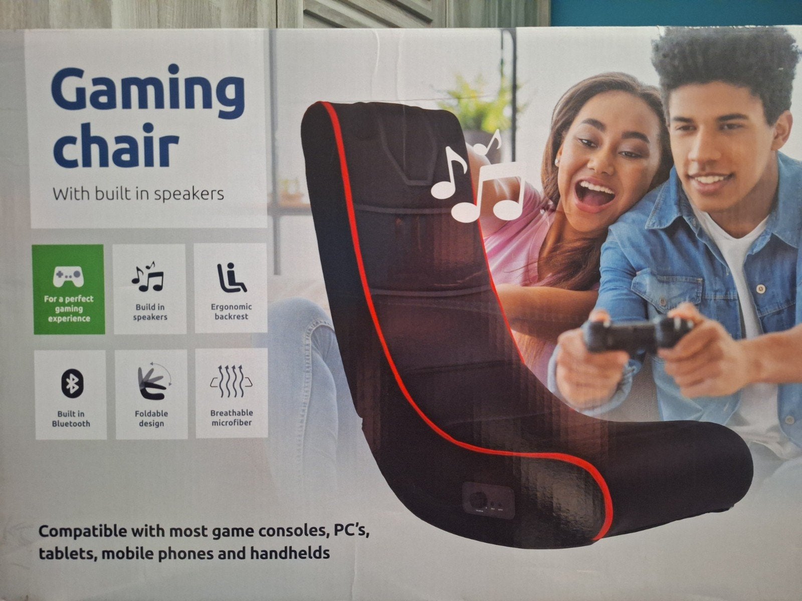 NIEUWE GAMING CHAIR MET BLUETOOTH & SPEAKERS, Games en Spelcomputers, Ophalen, Nieuw