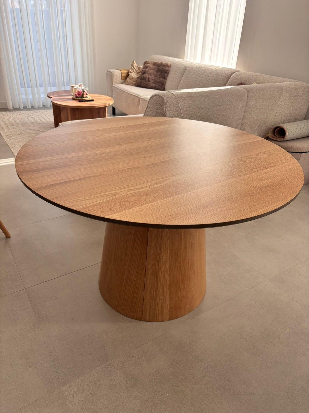 Ronde eiken eettafel Ø120 + beschermfolie, Ophalen, Zo goed als nieuw, Rond, Eikenhout