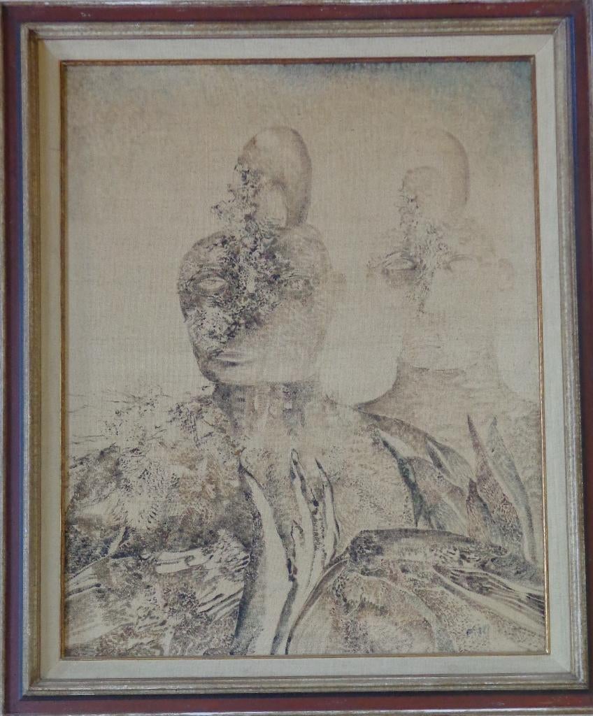 FRANS MINNAERT / TWEE FIGUREN / ORIGINEEL / 119x100cm KADER, Antiek en Kunst, Ophalen