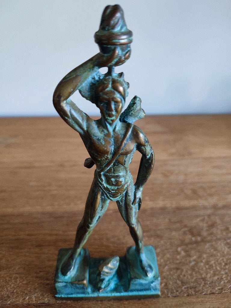 Massief vintage bronzen beeldje Kolossus van Rhodos. H 17 cm, Ophalen of Verzenden, Brons