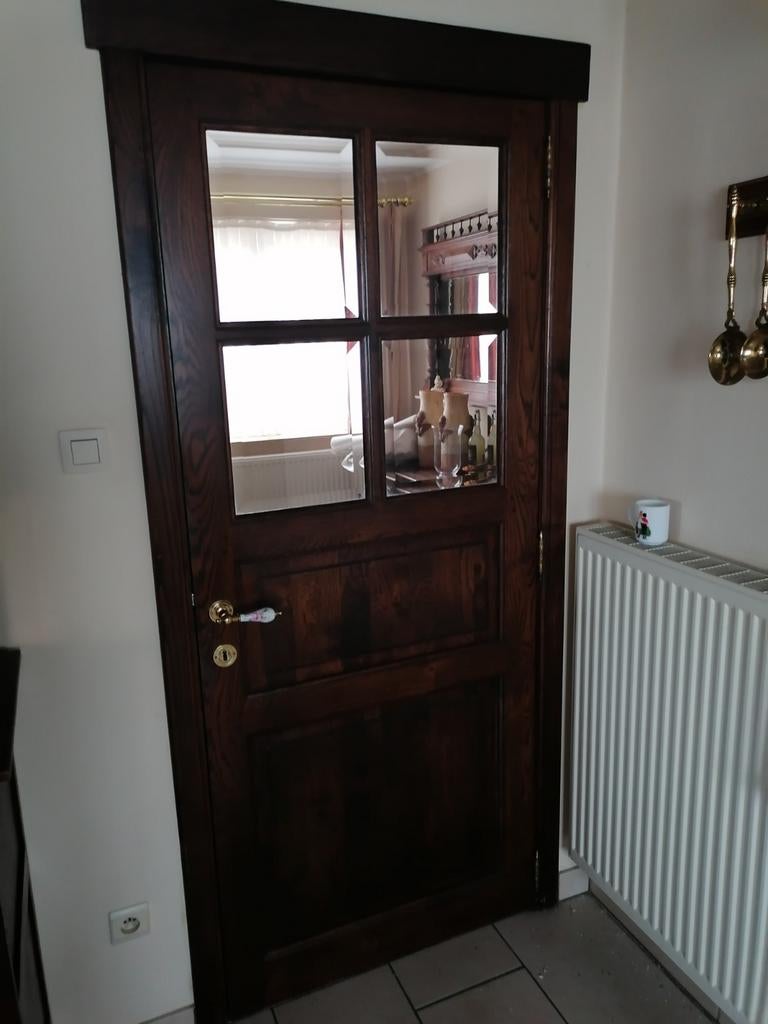 Vol eiken deur met glas gratis, Doe-het-zelf en Bouw, Deuren en Vliegenramen, Ophalen, Glas