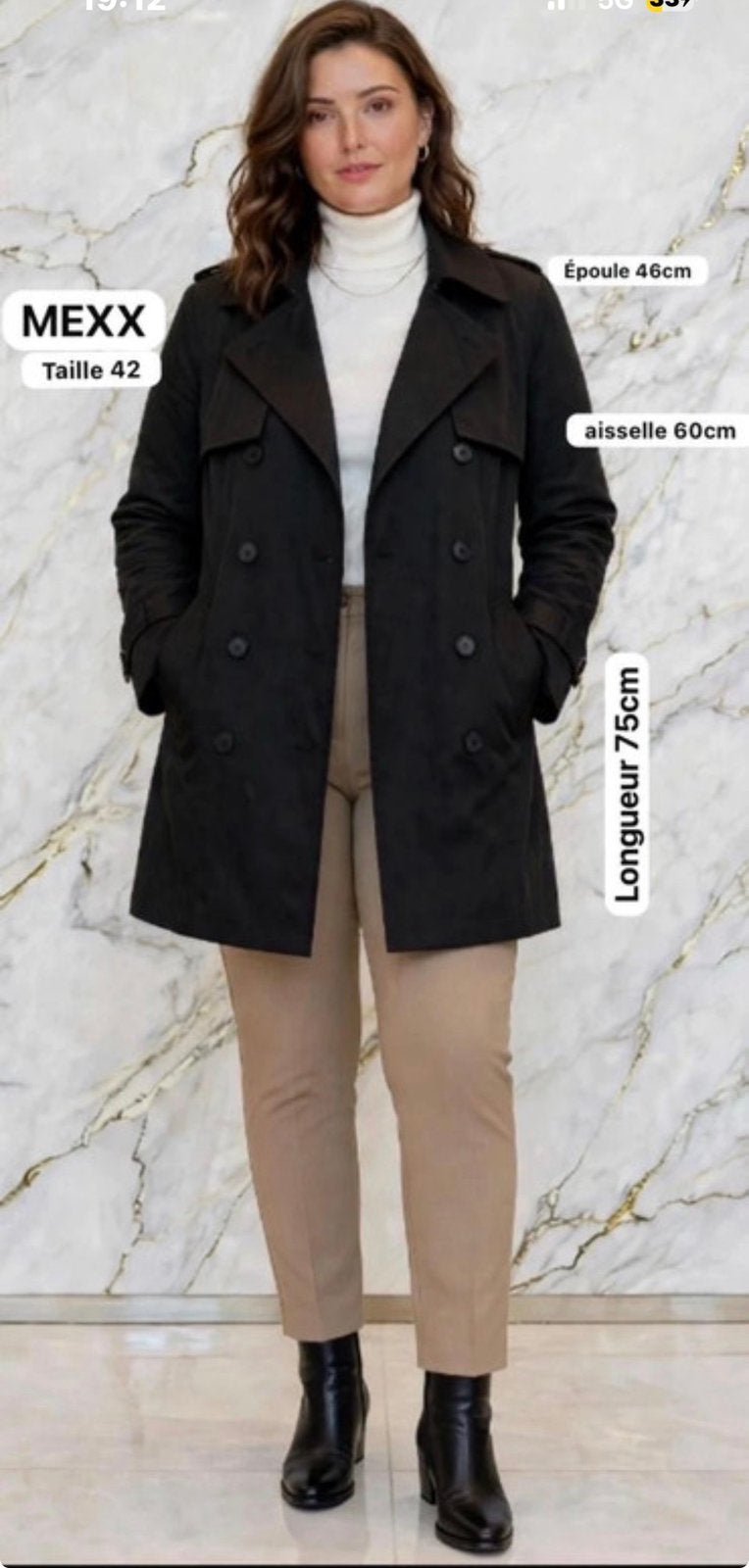 MEXX Trenchcoat, maat 42 v, Verzenden, Gedragen, Maat 42/44 (L), Zwart