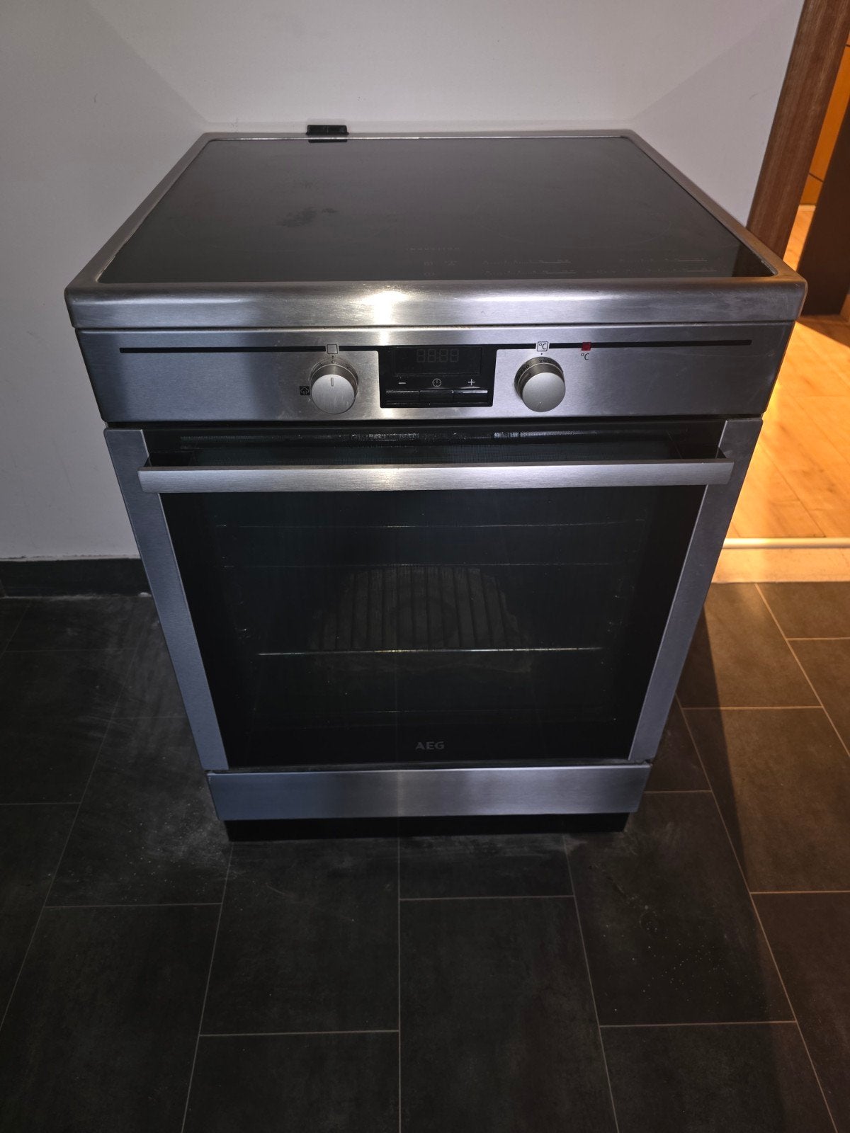 AEG inductiefornuis met oven – 60 cm – goede staat, Ophalen, Gebruikt, Hete lucht, AEG